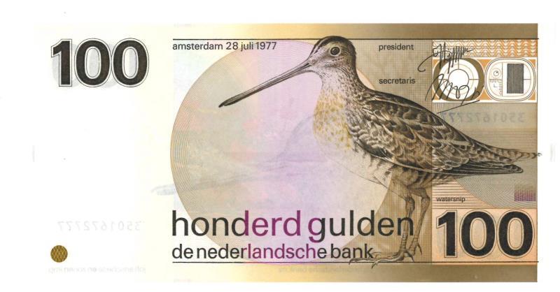 Nederland. 100 gulden. Bankbiljet. Type 1977. Snip - UNC.