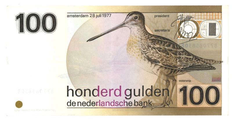 Nederland. 100 gulden. Bankbiljet. Type 1977. Snip - Prachtig.