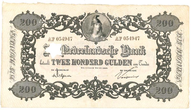 Nederland. 200 gulden. Bankbiljet. Type 1860. - Very Fine.