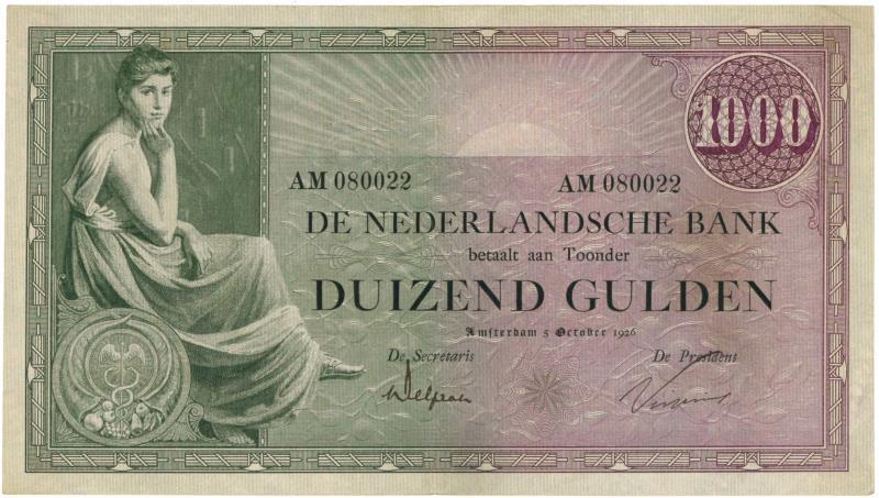 Nederland. 1000 gulden. Bankbiljet. Type 1926. Grietje Seel - Zeer Fraai +.