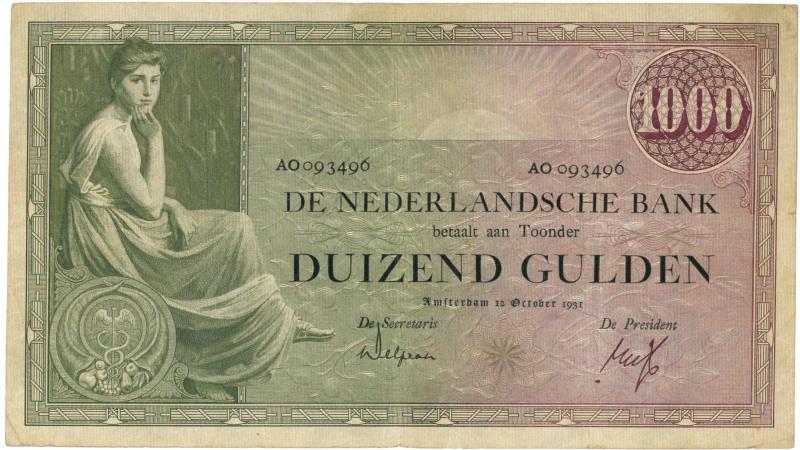 Nederland. 1000 gulden. Bankbiljet. Type 1926. Grietje Seel - Zeer Fraai -.