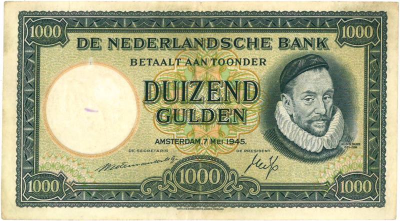 Nederland. 1000 gulden. Bankbiljet. Type 1945. Willem de Zwijger - Fraai / Zeer Fraai.