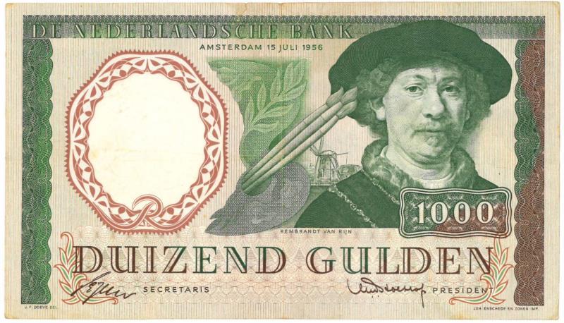 Nederland. 1000 gulden. Bankbiljet. Type 1956. Rembrandt - Zeer Fraai -.