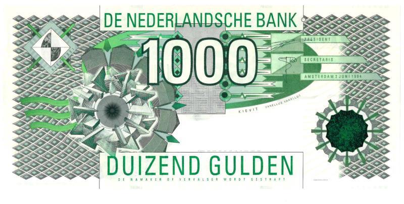 Nederland. 1000 gulden. Bankbiljet. Type 1994. Kievit - Nagenoeg UNC.