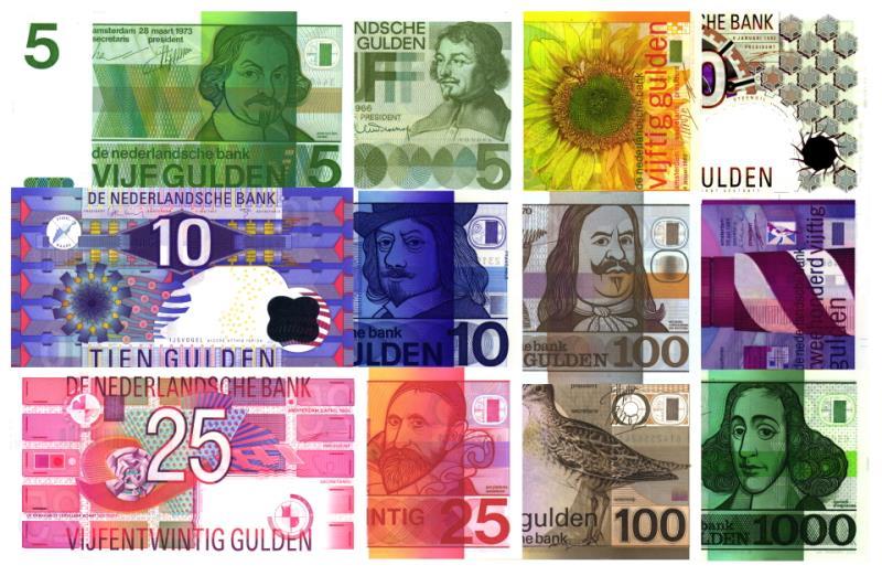Nederland. 5-100 gulden. Bankbiljetten. Type Divers. - Divers.