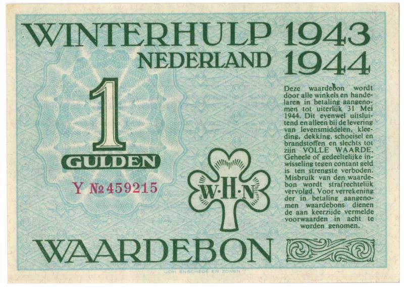 Nederland. 1 gulden. Waardebon. Type 1943-1944. - UNC.