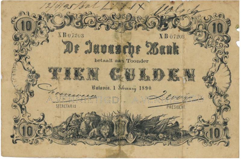 Netherlands-Indies. 10 gulden. Counterfeit. Type 1876. - Fine -.