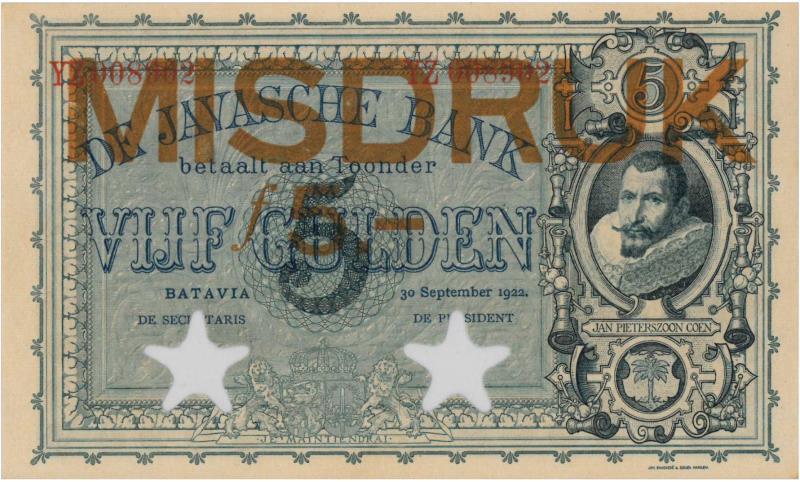 Netherlands-Indies. 5 gulden. Proofseries. Type 1901. Jan Pieterszoon Coen - UNC.