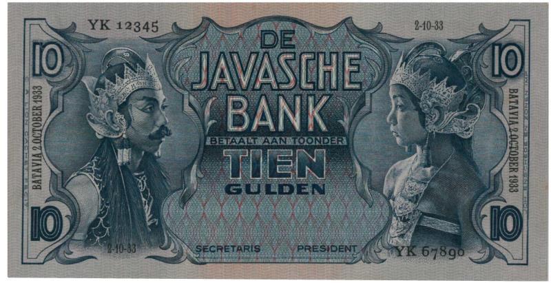 Netherlands-Indies. 10 gulden. Proofseries. Type 1933. Javanese Dancers - Proof.