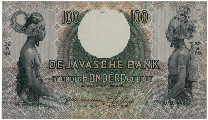 Netherlands-Indies. 100 gulden. Proofseries. Type 1933. Javanese Dancers - Proof.