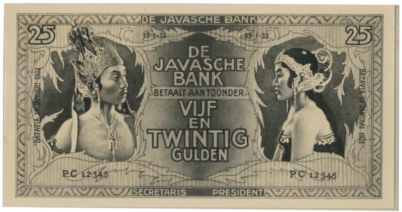 Netherlands-Indies. 25 gulden. Photos. Type 1933. Javanese Dancers.