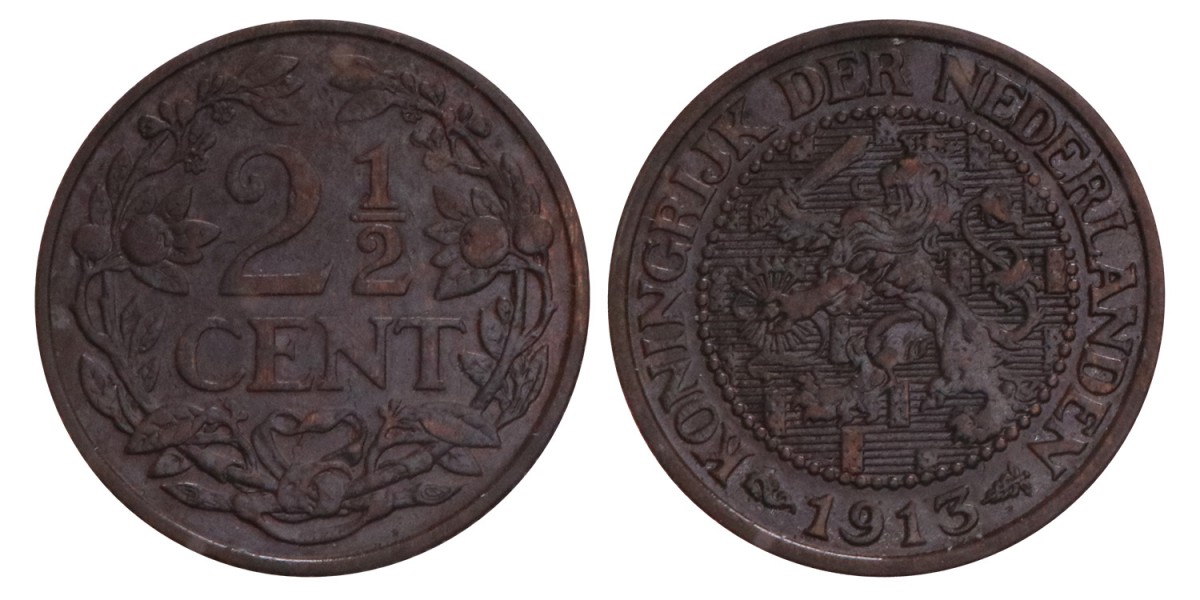 2½ Cent Wilhelmina 1913. Prachtig / FDC.