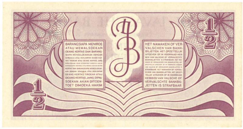 Netherlands-Indies. 50 cents. Banknote. Type 1948. - UNC.