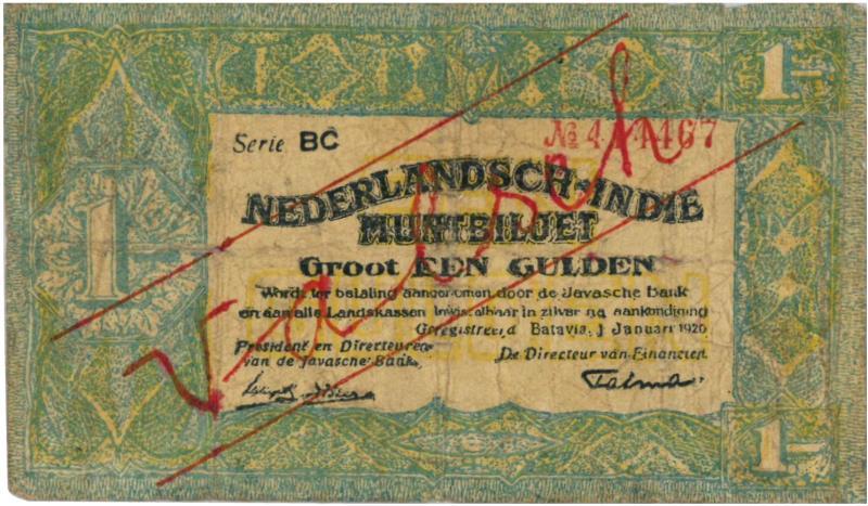Netherlands-Indies. 1 gulden. Counterfeit. Type 1920. - Very good.