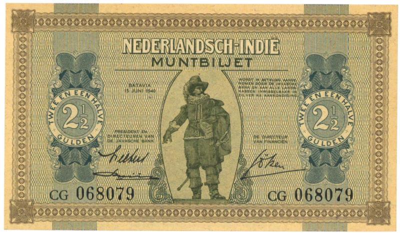 Netherlands-Indies. 2½ gulden. Muntbiljet. Type 1940. - UNC.