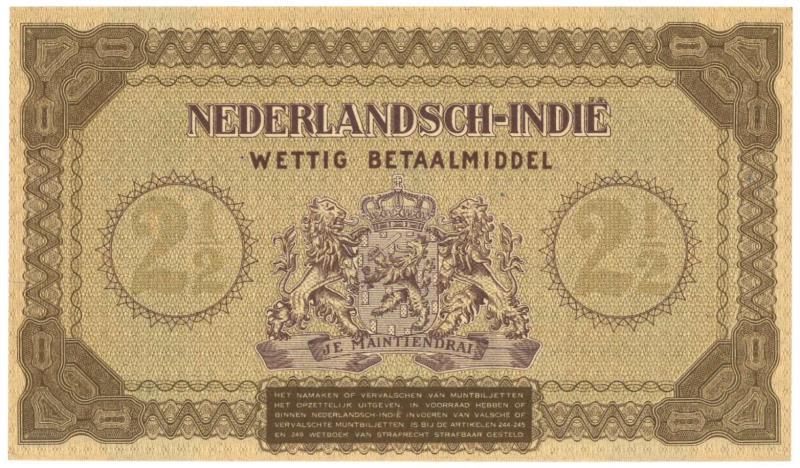 Netherlands-Indies. 2½ gulden. Muntbiljet. Type 1940. - UNC.