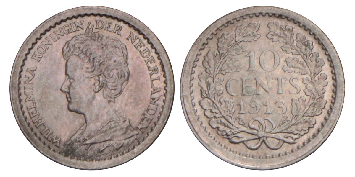 10 Cent Wilhelmina 1913. FDC.