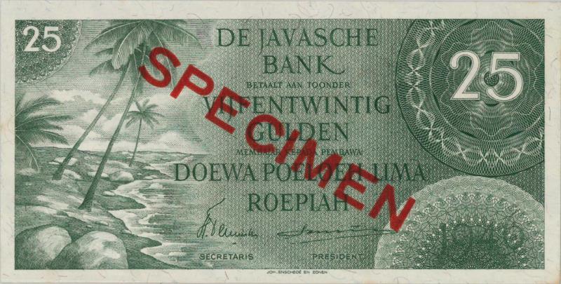 Netherlands-Indies. 25 gulden. Specimen. Type 1946. - UNC.