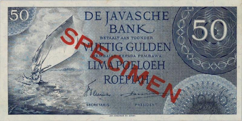 Netherlands-Indies. 50 gulden. Specimen. Type 1946. - UNC.
