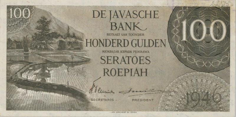 Netherlands-Indies. 100 gulden. Proofseries. Type 1946. - UNC.