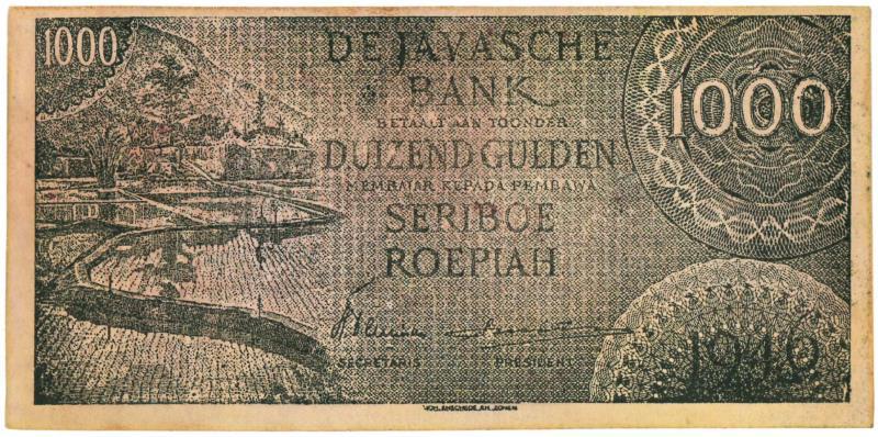 Netherlands-Indies. 1000 gulden. Counterfeit. Type 1946. - About UNC.