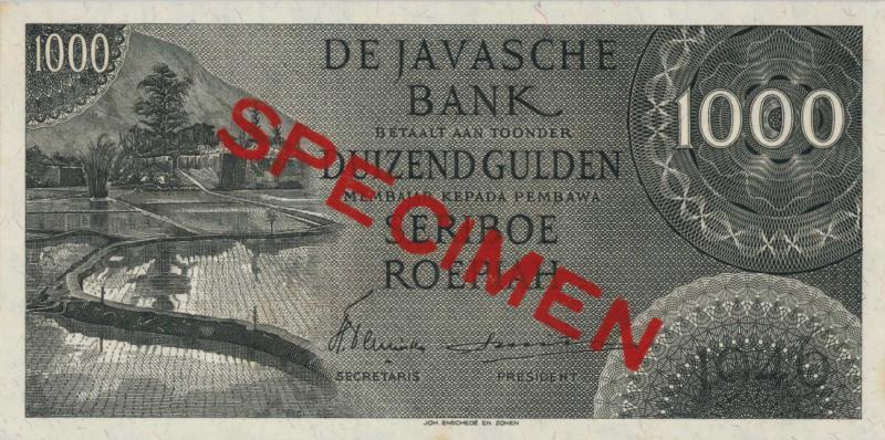 Netherlands-Indies. 1000 gulden. Specimen. Type 1946. - UNC.