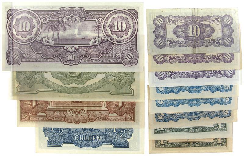 Netherlands-Indies. 1, 5 , 10 cents and ½, 1, 5, and 10 gulden. Banknotes. Type 1942. - UNC.