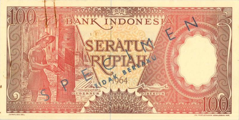 Indonesia. 100 rupiah. Specimen. Type 1964. - About UNC.