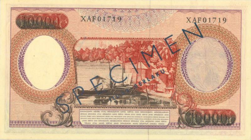 Indonesia. 10000 rupiah. Specimen. Type 1964. - About UNC.