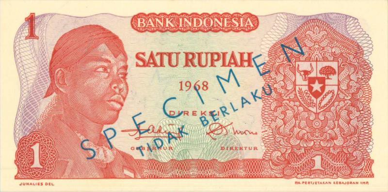 Indonesia. 1 rupiah. Specimen. Type 1968. - UNC.