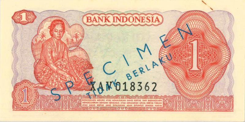 Indonesia. 1 rupiah. Specimen. Type 1968. - UNC.
