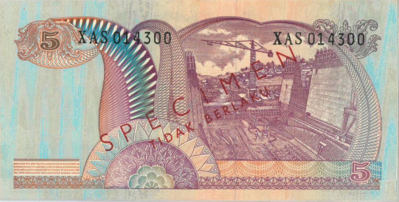 Indonesia. 5 rupiah. Specimen. Type 1968. - About UNC.