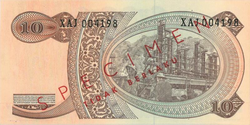 Indonesia. 10 rupiah. Specimen. Type 1968. - UNC.