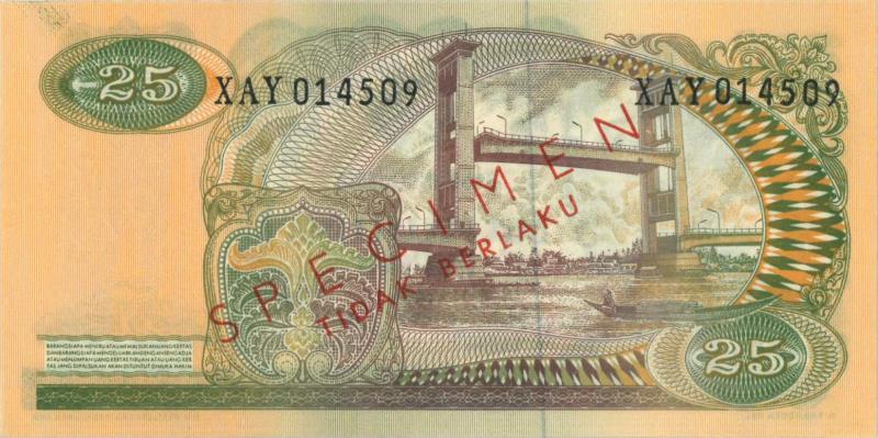 Indonesia. 25 rupiah. Specimen. Type 1968. - UNC.