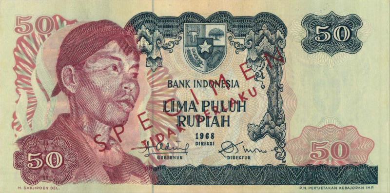 Indonesia. 50 rupiah. Specimen. Type 1968. - UNC.