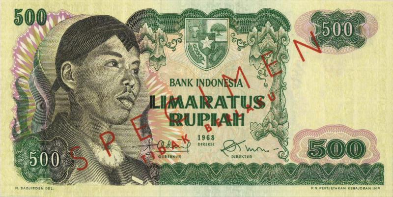 Indonesia. 500 rupiah. Specimen. Type 1968. - UNC.