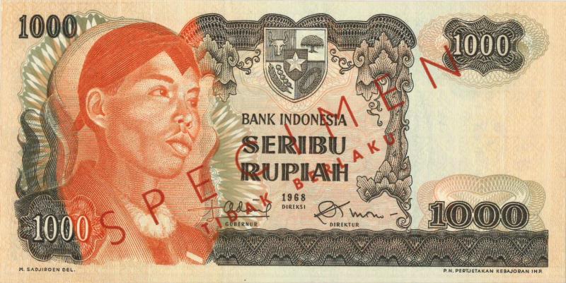Indonesia. 1000 rupiah. Specimen. Type 1968. - UNC.