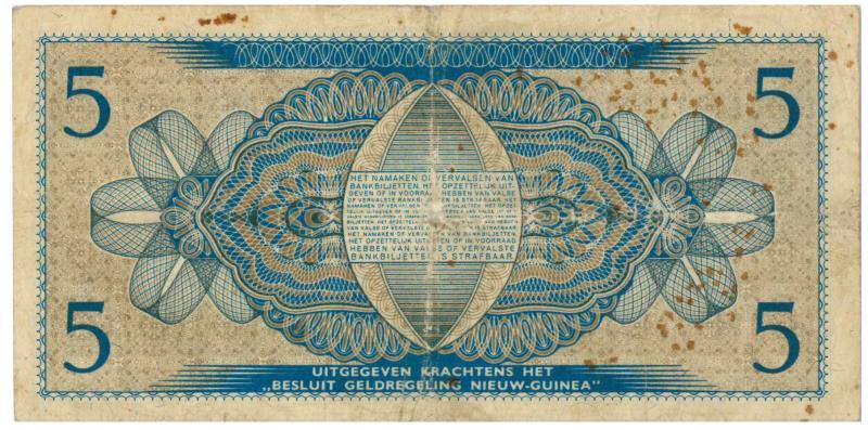 Nieuw-Guinea. 5 gulden. Banknote. Type 1950. - Fine.