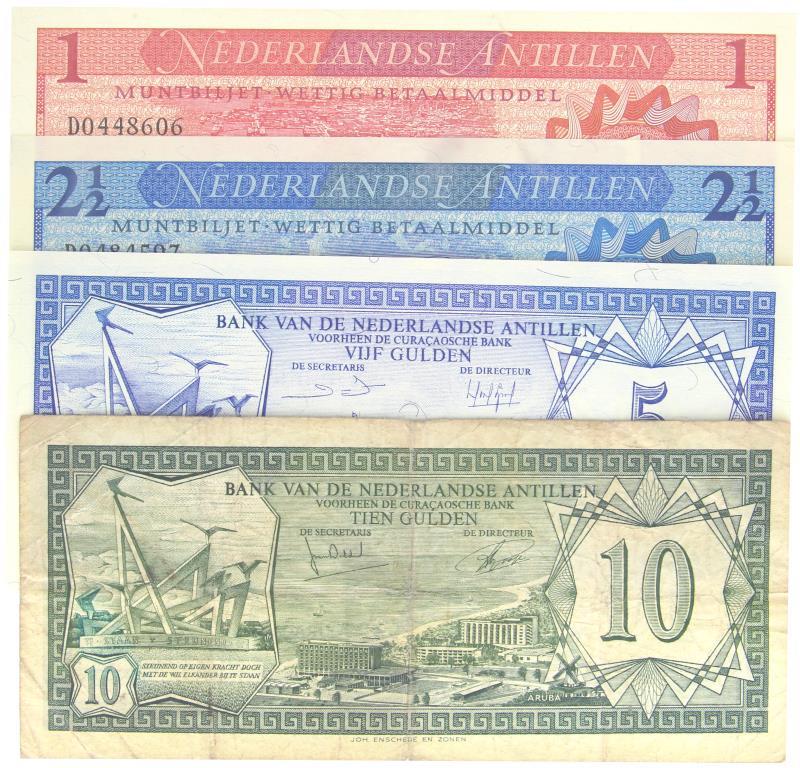Netherlands Antilles. 1-10 gulden. Banknotes. Type 1970-1984. - UNC.