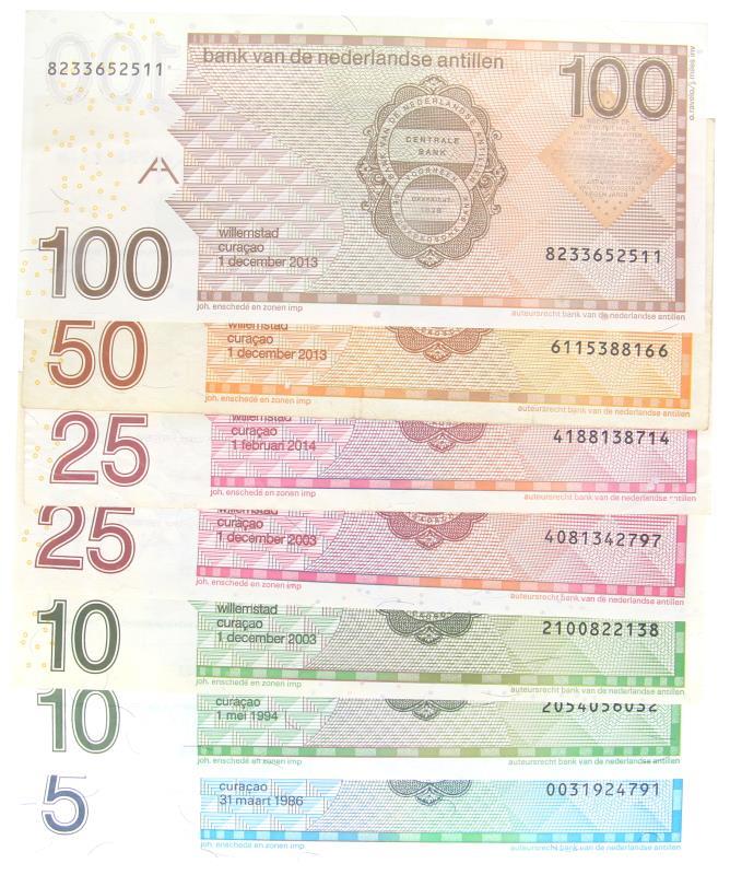 Netherlands Antilles. 5-100 gulden. Banknotes. Type 1986-2004. - UNC.