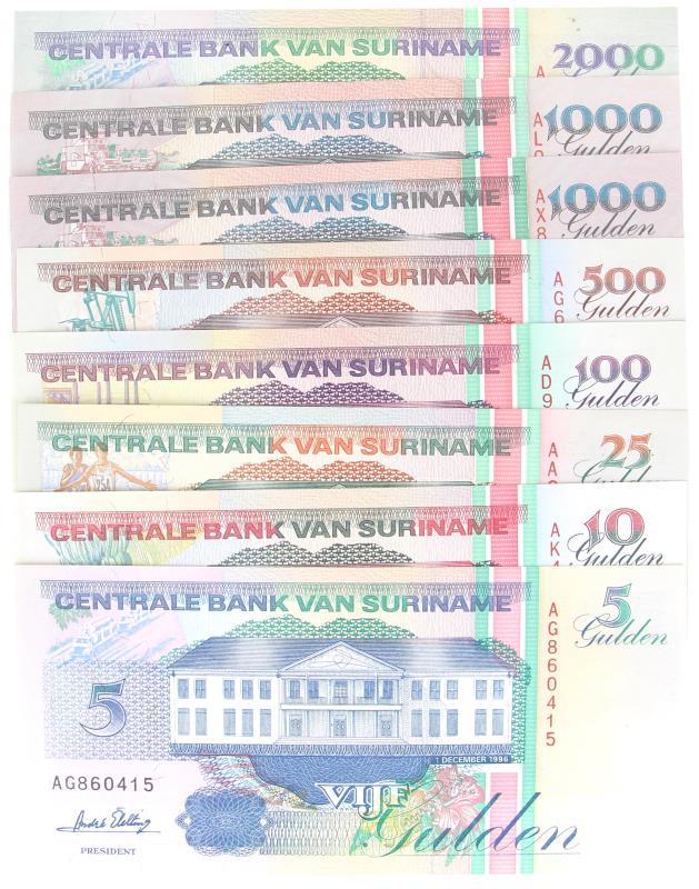 Suriname. 5-2000 gulden. Banknotes. Type 1991-1998. - UNC.