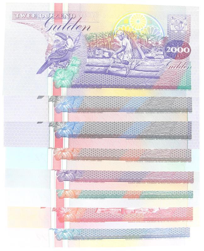 Suriname. 5-2000 gulden. Banknotes. Type 1991-1998. - UNC.