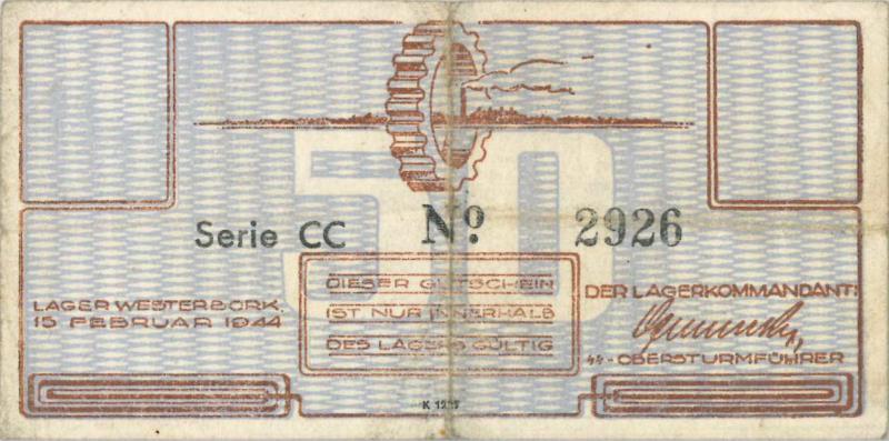 Nederland. 50 cent. Bankbiljet. Type 1944. Westerbork - Very Fine -.