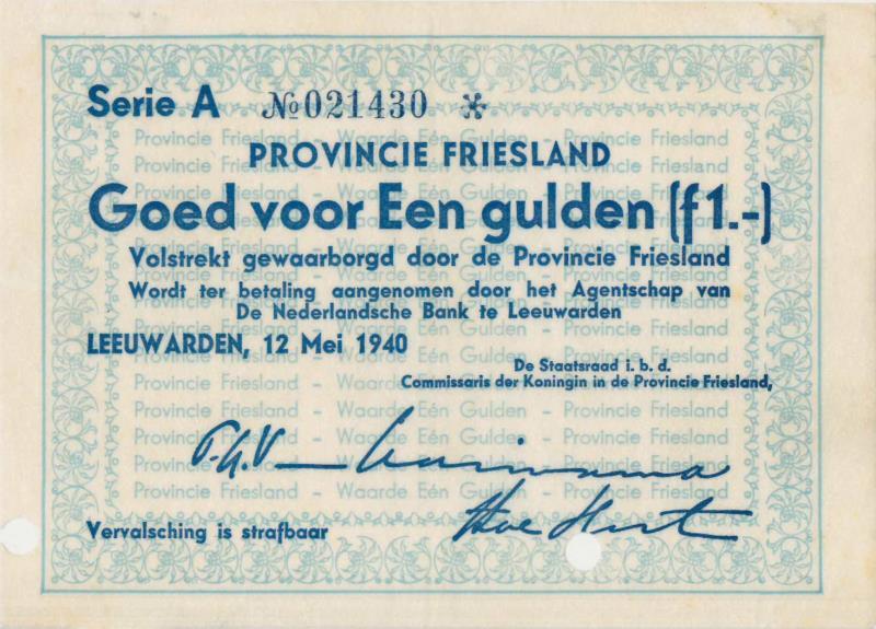 Nederland. 1 gulden. Bankbiljet. Type 1940. Friesland - Very Fine / Extremely Fine.