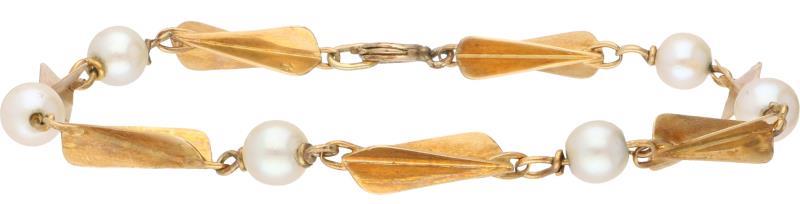 Armband geelgoud, cultivé parel - 14 kt.