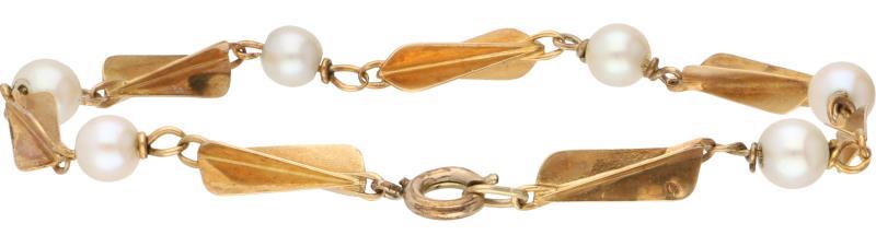 Armband geelgoud, cultivé parel - 14 kt.