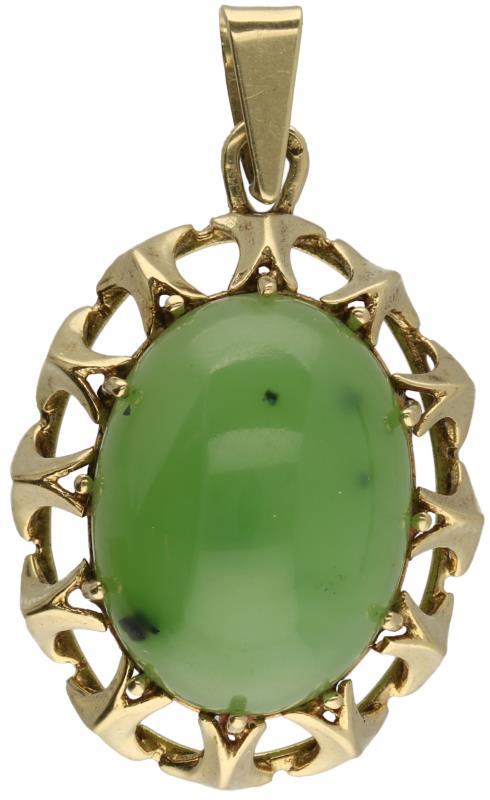 Hanger geelgoud, jade - 14 kt.