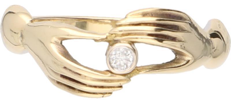 Ring geelgoud, ca. 0.02 ct. diamant - 18 kt.
