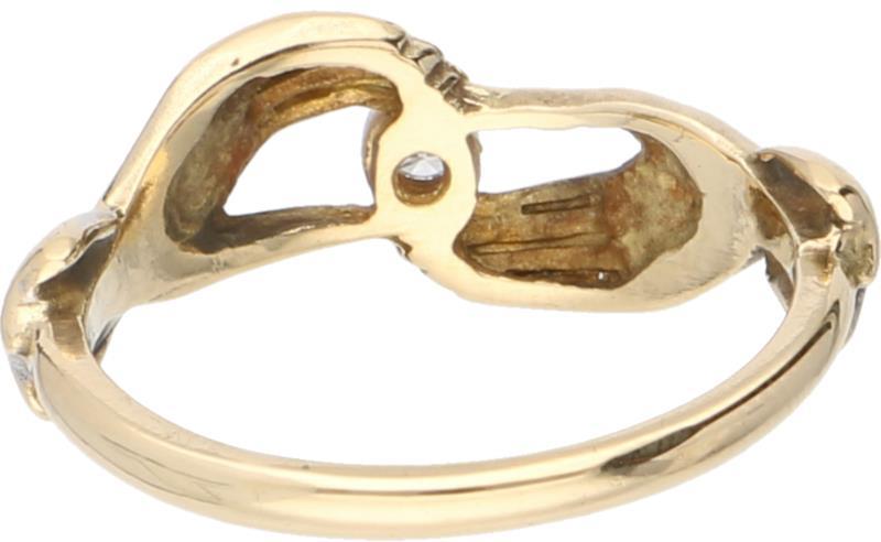 Ring geelgoud, ca. 0.02 ct. diamant - 18 kt.