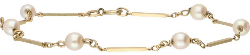 Armband geelgoud, cultivé parel - 14 kt.